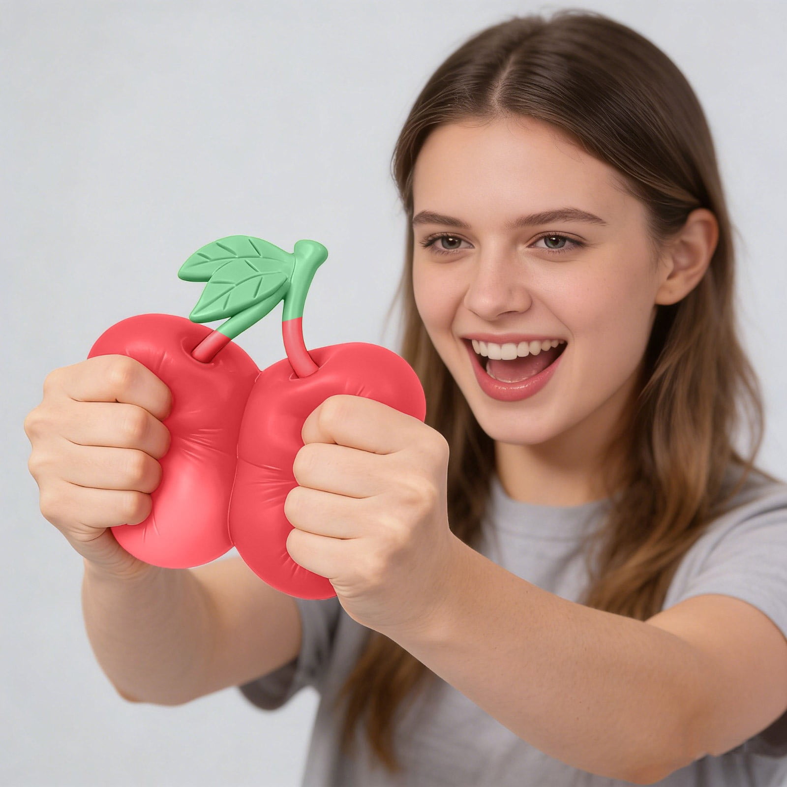 ZhangC Cherries Squishies Squeeze Ball, Giant fruit Stress Relief Ball, Party Gifts for Friends and Easter Basket Stuffers