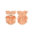 thumbnail image 2 of BemeyourBBs Baby Girl Halloween Romper Pumpkin Embroidered Plaid Bows Jumpsuit, 2 of 9