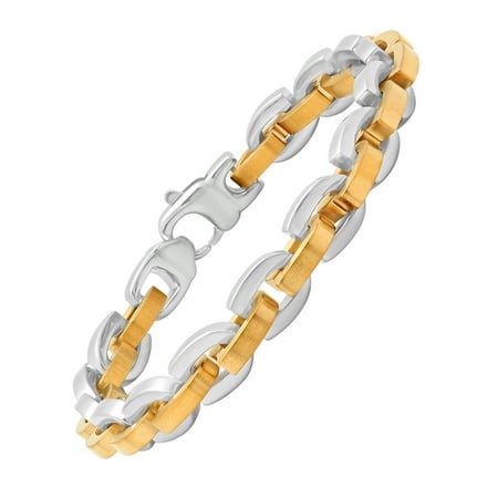 Men's Yellow and White Stainless Steel U-Link Bracelet, 9