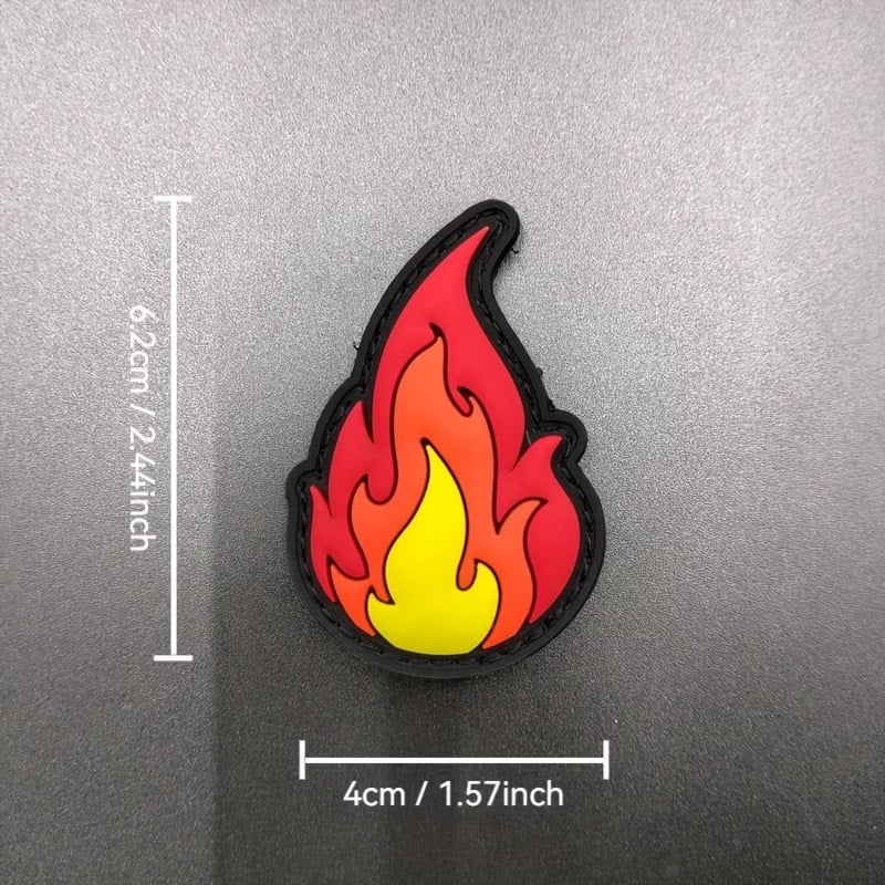 Big Flame 3D PVC Patch Badge with Hook and Loop - Ideal for Bags, Backpacks, Vests, and Clothing Decoration