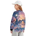 thumbnail image 2 of Xoenoiee Hamster Moon Cherry Blossom Print Girls Casual Long Sleeve T Shirt Crewneck with Side Split Fall Pullover Loose Tunic Sweater Tops, 9-10 Years, 2 of 7