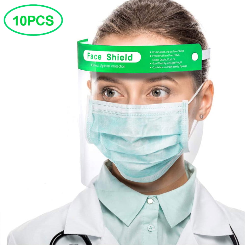 10 PCS Full Face Shield Clear Protector Work Industry Dental Anti-Fog Reusable 