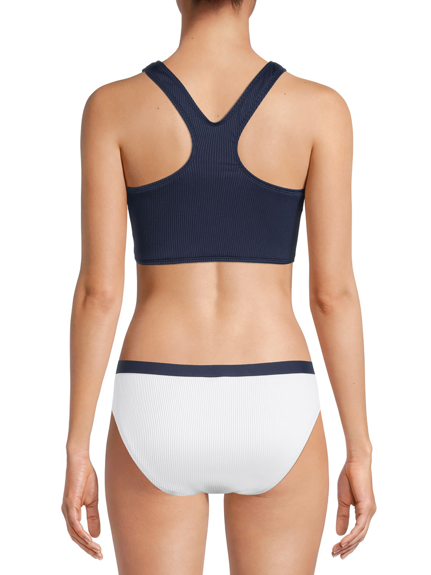 Social Angel Women's Ribbed Crop Bikini Swimsuit Top