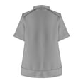 thumbnail image 4 of Women's Vintage Comfy Casual Shirts Solid Color Dressy Casual Tops for Lady V Neck Blouse Fashion 2024 Short Sleeve Loose Fit Flowy Tunic Tops Summer Clothes for Teen Girls Gray T Shirts XL, 4 of 6