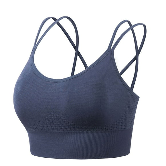 Curenmufel Sport Bras for Women High Support Sports Bra for Women, Medium-High Support Criss-Cross Back Strappy Padded Sports Bras Supportive Workout Tops (Blue,L)