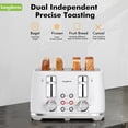 thumbnail image 5 of LONGDEEM 4 Slice Toaster Wide Slots Dual Controls - 6 Browning Options High Lift Lever - White, 5 of 7