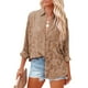 thumbnail image 3 of Blusa de mujer con encaje y cuello vuelto, manga larga, exquisita blusa holgada con un solo botón para la oficina, 3 of 7