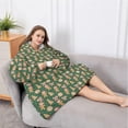 thumbnail image 5 of Oversized Wearable Blanket Hoodie,Green Christmas Gingerbread and Tree Pattern Sherpa Blanket Hoodie with Super Pockets,Super Warm Fuzzy Pullover for Women & Men, 5 of 6