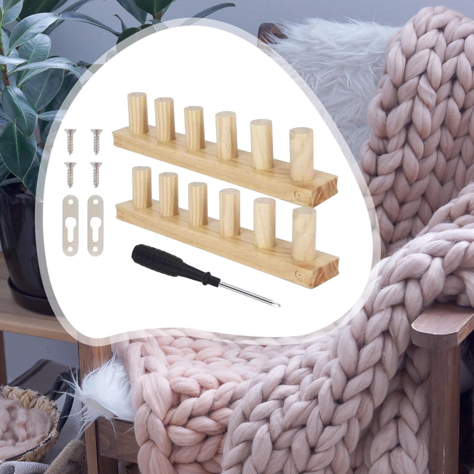 Wooden Knitting Loom Kit Weaving Loom Chunky Yarn Blanket Adjustable Wooden Frame for Beginners and Hobbyists