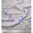 thumbnail image 1 of Soimoi Gray Japan Crepe Satin Fabric Unicorn & Triangle Geometric Decor Fabric Printed Yard 42 Inch Wide, 1 of 3