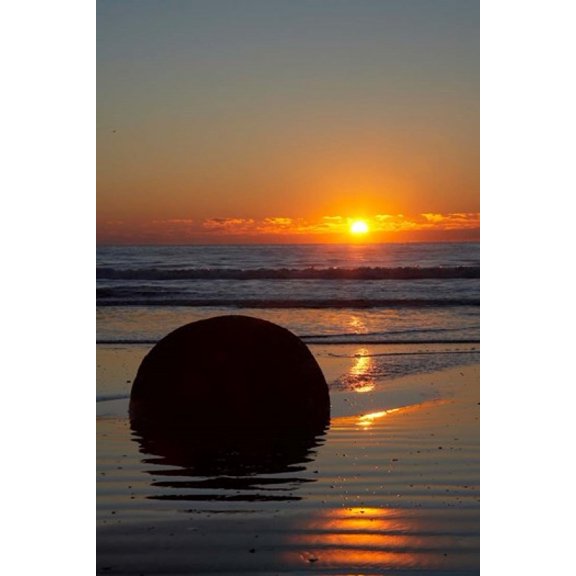 Sunset Moeraki Boulder Otago South Island New Zealand Canvas Art - David Wall  DanitaDelimont (12 x 17)