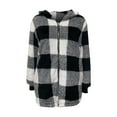 GIPQJK Fleece Flannel Jacket for Women Plus Size Plaid Lined Zipper ...