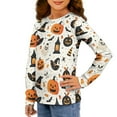 thumbnail image 2 of Jiueut Halloween Pumpkin Ghost Sweatshirt Cute Tops for Girls 11-12T Years Old Girls Casual Teenager Girl Clothes Sweaters Oversized Hoodies for Teen Girls School Dance Field Trip, 2 of 7