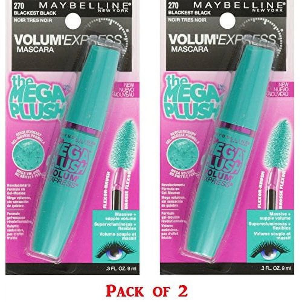 Maybelline The Mega Plush Mascara - Blackest Black 2 Pack