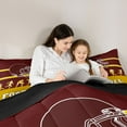 thumbnail image 4 of Homewish Boys Ball Lovers 7pcs Bedding Comforter Set,Rugby Football Sport Queen Bedding Sets,Red Orange Queen Sheet Sets For Teens,Ultra Soft Home Decor Reversible, 4 of 8