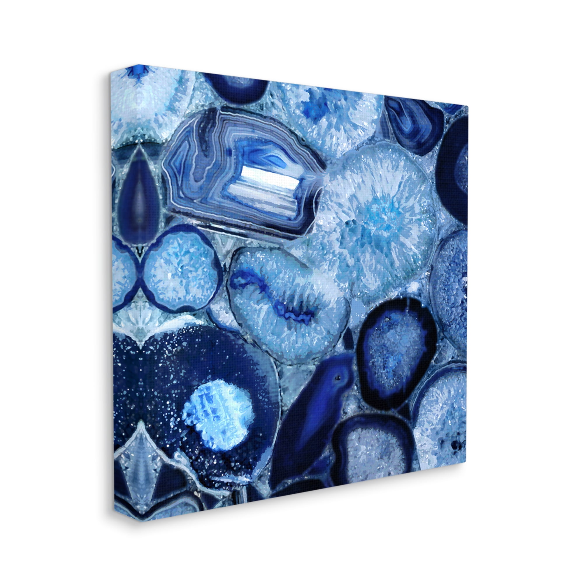 Stupell Agate In Blue Natural Geodes Abstract Painting Gallery Wrapped Canvas Print Wall Art