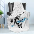 thumbnail image 4 of Fishing Soft Flannel Fleece Blanket, Big Pike Fish Catching Wobblers Reel Trap in River Raptorial Predator Hunting Print, Cozy Plush for Indoor and Outdoor Use, 50" x 70", Black Blue, by Ambesonne, 4 of 5