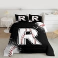 thumbnail image 2 of Manfei Baseball Sport Bedding Comforter Set 2pcs for Kids Teens, Black White Twin Comforter Sets, Monogrammed Letter R Bedding Set, Breathable Home Decor, 2 of 8