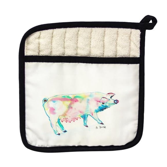 Betsy Drake PT124 Pink Pig Pot Holder