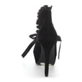 thumbnail image 6 of Ellie Shoes E-517-Claissa 5 Bootie with satin ruffleand tie Black Velvet / 6, 6 of 6