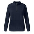 thumbnail image 3 of Women's Quarter Zip Solid Color Pocket Sweatshirt,Pullover Long Sleeve Top, Plus Size Casual Comfort Fit for 2025 Fall Winter Trendy Fashion, Perfect for Street and Daily Outdoor Activities Navy XL, 3 of 3