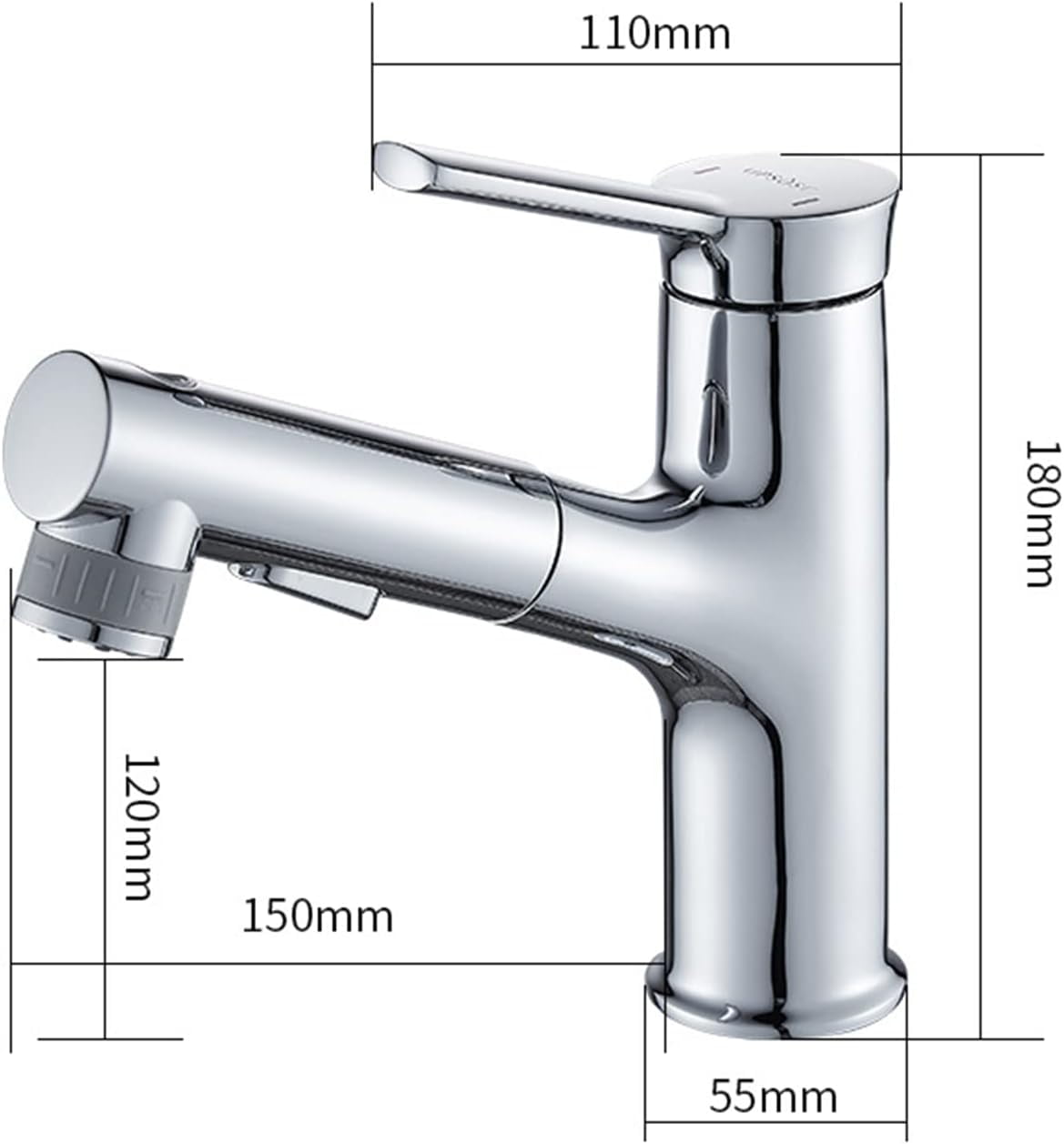 Bathroom Sink Faucet with Pull Down Sprayer Dual Mode Brass hot and Cold Single Handle Single Hole Retractable Faucet, for Bathroom,Paint