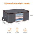 thumbnail image 3 of Bolsa de almacenamiento plegable para ropa, organizador de armario con asa reforzada, tela resistente y transparente para suéteres, abrigos, camisetas, mantas, paquete de 6, color gris, 3 of 8