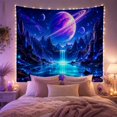 thumbnail image 2 of Ringed Planet Above Lake Waterfall, Dreamy Fantasy for Space Lovers, Galaxy Landscape Wall Art, Housewarming Gift, Tapestry Wall Hanging for Bedroom, Living Room and Gaming Room, 2 of 7