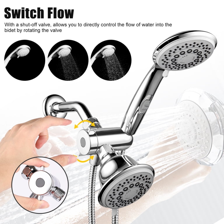 Three-Way Shower Diverter 3-Way Brass Chrome Diverter G 1/2" T Shape Adapter Valve For Shower Arm Mounted Adapter