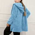 thumbnail image 5 of BFHHYA Girls Fall Winter Fuzzy Cardigan Lightweight Casual Hooded Jacket Long Sleeve Warm Outerwear for Layering with Pockets (5-15Y), 5 of 8