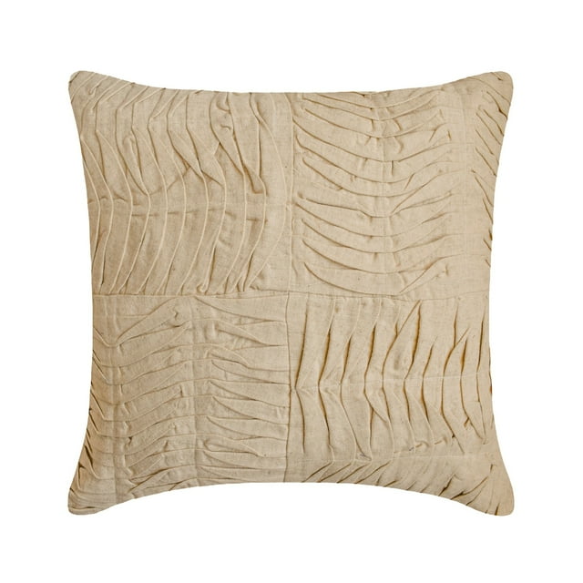 Housse de Coussin de Canapé, Housse de Coussin Écru, Housse de Coussin Patchwork Moderne, 12x12 Pouces (30x30 cm) Housse de Coussin, Housse de Coussin Carrée en Coton Lin, Plis Froncés - Vagues Tendres
