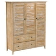 thumbnail image 3 of Grain Wood Furniture Greenport 3-Door Wardrobe, Solid Wood with Brushed Driftwood Finish, 3 of 7