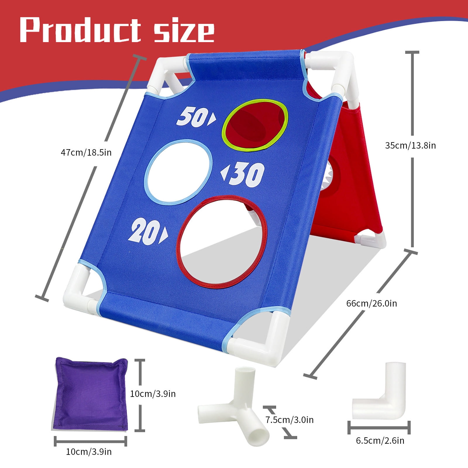Portable PVC Framed Cornhole Game Set with Collapsible Cornhole Boards, 6 Bean Bags and Carrying Case, Waterproof Mini Cornhole Set, Outdoor Indoor Yard Toss Games for Family