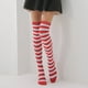 thumbnail image 4 of Jumpingount Paquete de 2 calcetines a rayas de talla grande hasta el muslo, transpirabilidad, apariencia única y flexible, calcetines antideslizantes, Medias rayas blancas rojas Jumpingount AP008874-02, 4 of 6