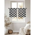 thumbnail image 2 of Black Plaid White Plaid Sheer Curtains 45 inches Long 2 Panels Set Simple Classic Geometric Tiers Sheers Rod Pocket Small Window Short Curtains for Kitchen Cafe, Each 52" W x 45" L, 2 of 7