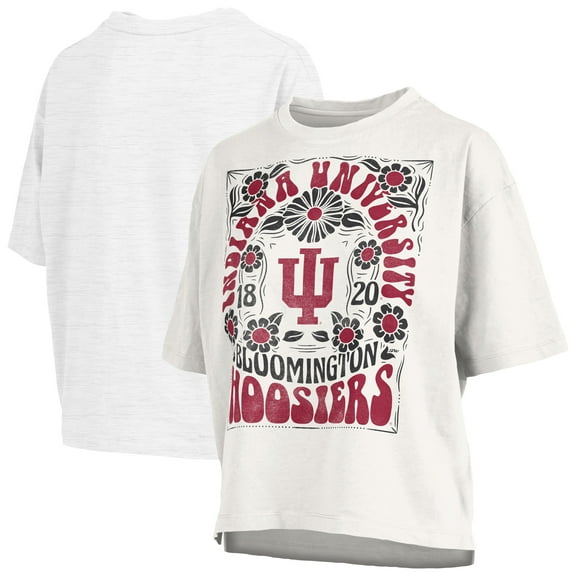 Women's Pressbox White Indiana Hoosiers Harmony Oversized Slub T-Shirt