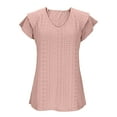 thumbnail image 4 of Gufahion Womens Summer Tops Ruffle Short Sleeve Tunic Tops V Neck Casual Tshirts Work Outfits, 4 of 8