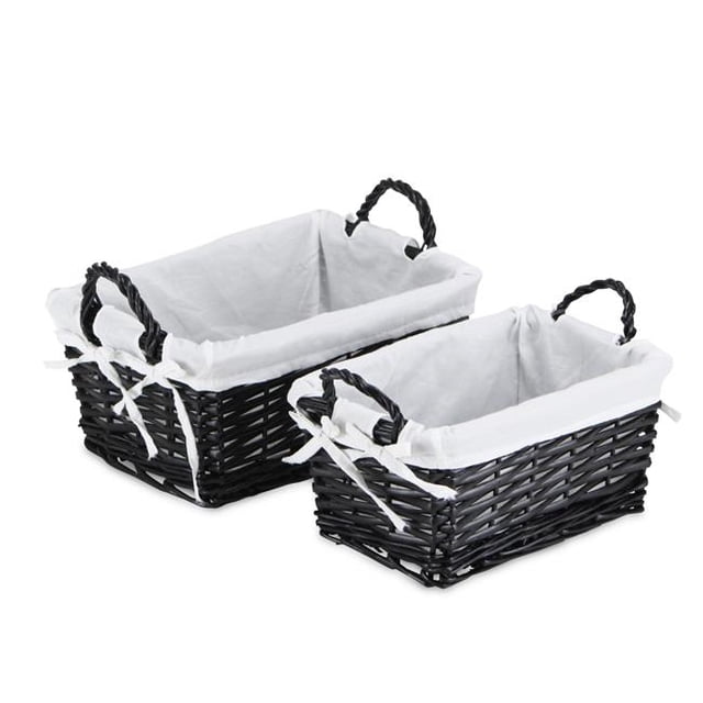 Cheungs UW-9750-2BKL Willow Rectangular Storage with Liner, Black - Set of 2
