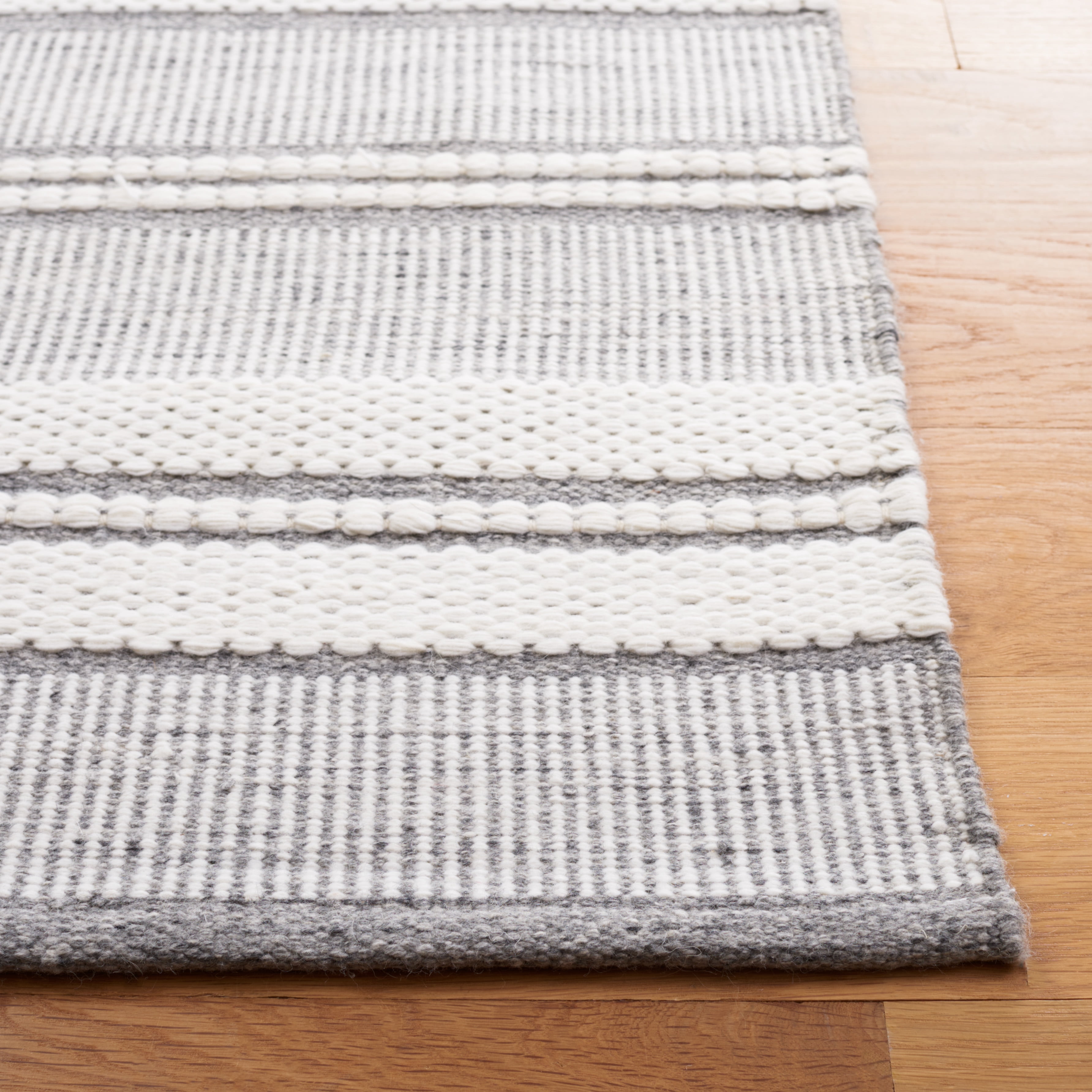 Safavieh Kilim Adam Striped Polyester Area Rug, Ivory/Gray, 6' x 6' Square