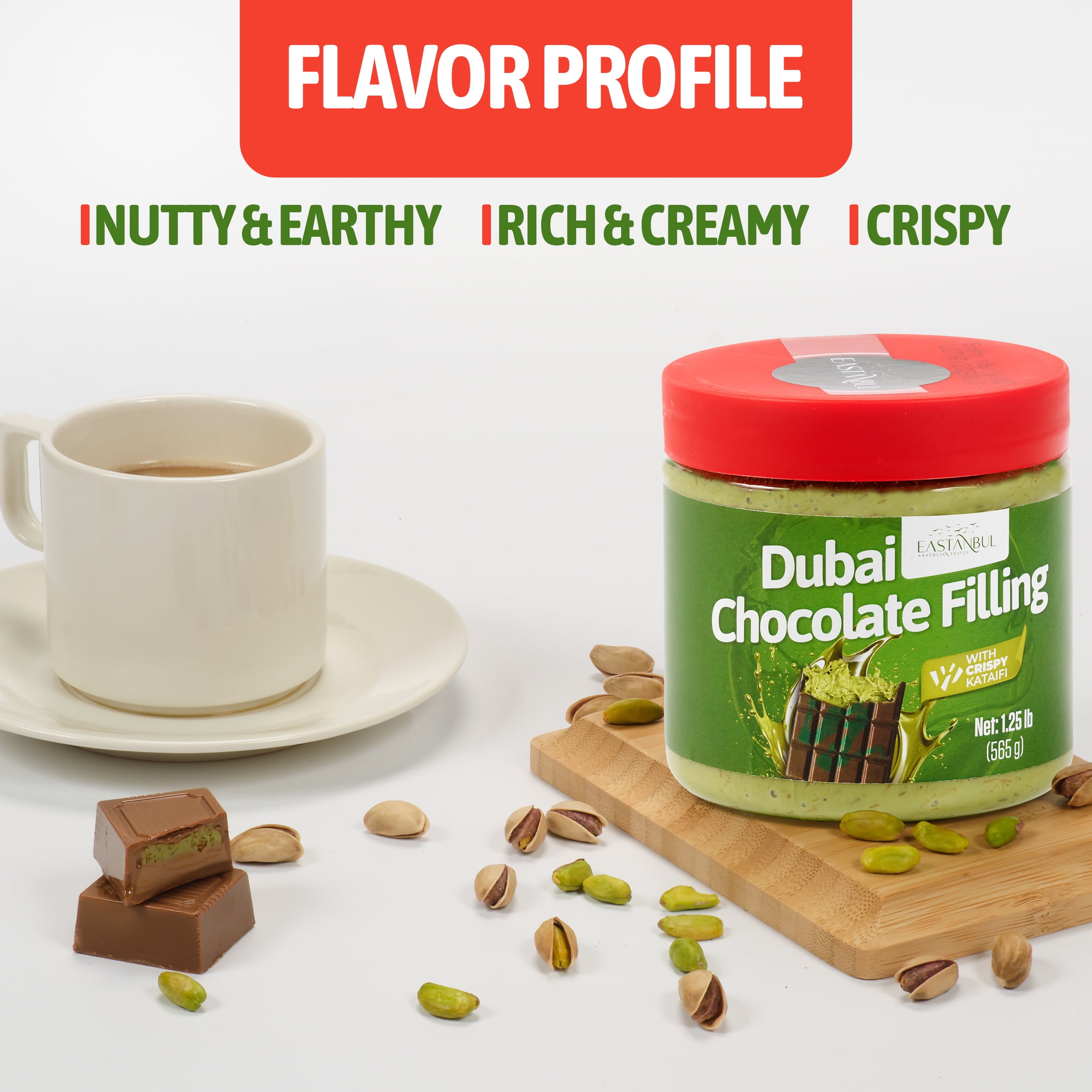 Eastanbul Dubai Chocolate Bar Mixture, Dubai Chocolate Bar Pistachio Filling 1.3lb
