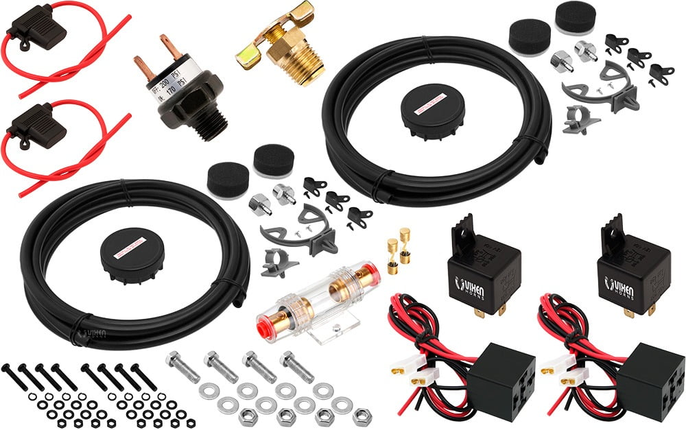 Vixen Air 6 Gallon Steel Tank with Dual 200 PSI Black Compressor Onboard System//Kit for Suspension//Train Horn 12V VXO4863DB 22 Liter