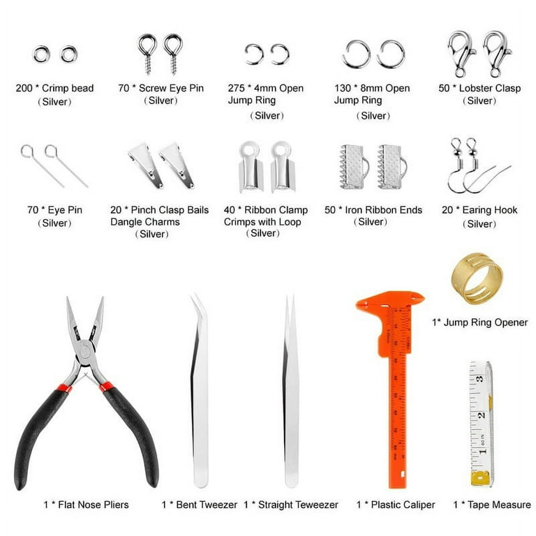 Necklace Bracelet Bead Stringing/Repair Starter Kit Goldtone Beading Kit -  Clasps crimps Wire Cord