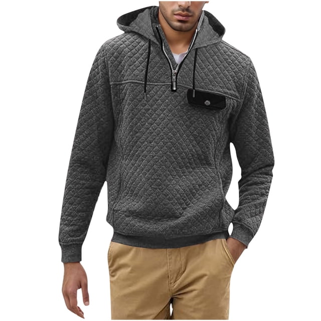 ameIAEA Casual Sweatshirts for Men Long Sleeve Solid Color Fall Pullover Tops with Pockets