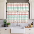 thumbnail image 4 of 3 Piece Kitchen Curtains and Valances Set Peach Pink Green Ombre Cafe Curtains 36 Inch Length Farmhouse Stripe Modern Valance & Tier Curtain for Living Room Bedroom Small Window 54"x18"+27"x36"*2, 4 of 6