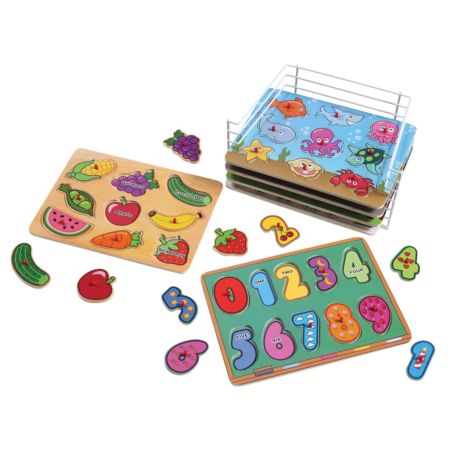 Puzzle Universe Wooden Peg Puzzle Set 6 Pack Wood Puzzles with Wire