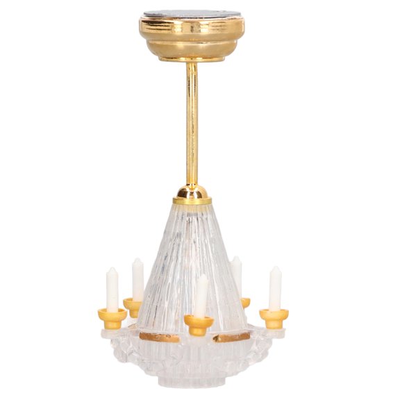 Dollhouse Ceiling Lamp, Vivid 1/12 Scaled Miniature Chandelier Exquisite With 5 LED Candle For 3 Years Old Above