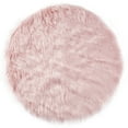 thumbnail image 2 of Phantoscope Deluxe Soft Faux Sheepskin Fur Series Decorative Indoor Area Rug 3 x 3 Feet Round, Pink, 1 Pack, 2 of 4