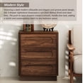 thumbnail image 3 of COZAYH Modern 3 Drawer Nightstand with Push-to-Open Drawers, Mid-Century Bedside Table with Raised Base for Bedroom, Oval Groove Panel Front, Dark Walnut Color, 3 of 8