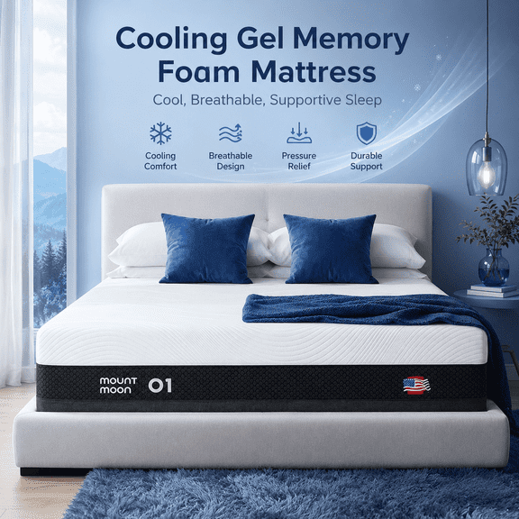12 Inch King Gel Memory Foam Mattress in a Box, Medium Firm Cooling Mattress with Pressure Relief, Motion Isolation, Fiberglass-Free, CertiPUR-US Certified