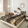 thumbnail image 5 of Homewish 3pcs Brown Leopard Twin Sheet Set, Giraffe Cheetah Animal Microfiber Decor, 5 of 8
